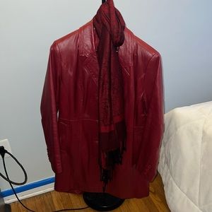 Red leather coat